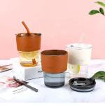 كوب زجاجي عسلي انيق